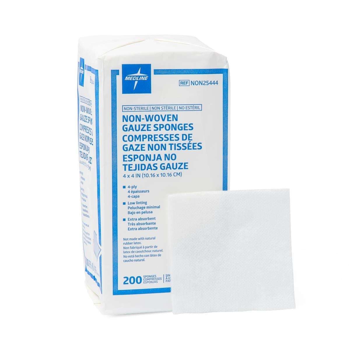 Medline Premium Gauze NS Nonwoven Sponge, 4 Ply, 4 x 4 Inch - Case of 2000 - Image 1