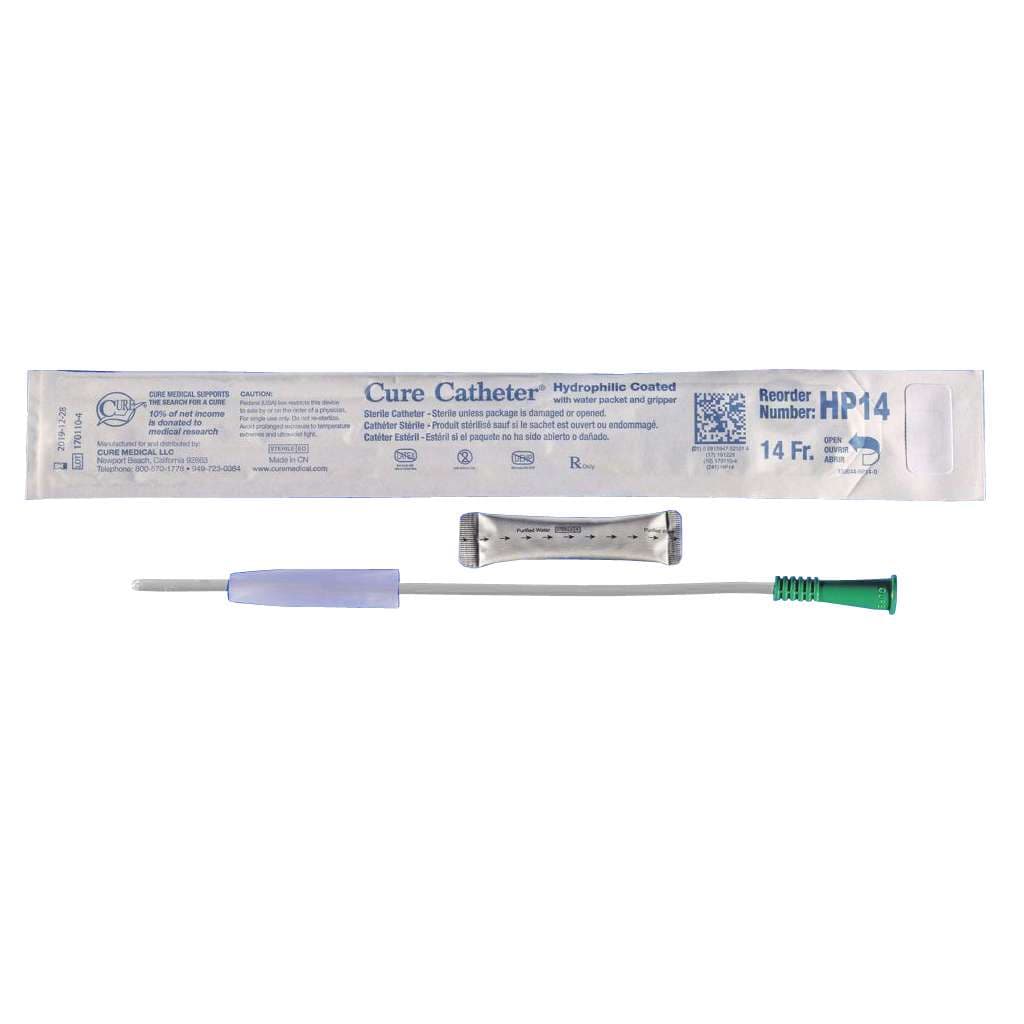 Cure Pediatric Hydrophilic Catheter, 14 Fr - Box of 30 - Image 1