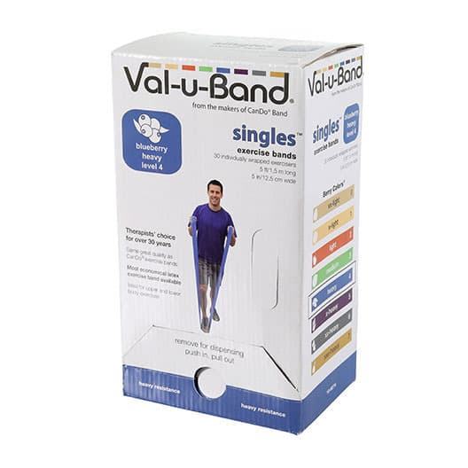 Val-U-Band Latex Exercise Band, 5-Foot Strip Blueberry (4) - Box of 30 - Image 1