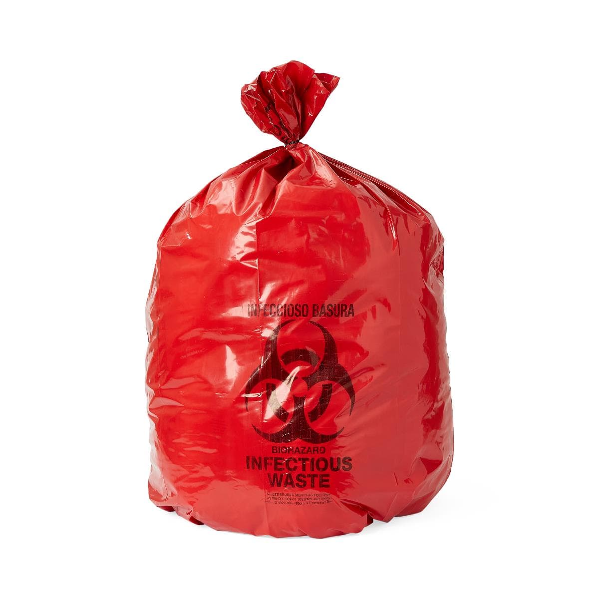 Medline Biohazard Liners, Print, 31 x 43 Inch, 35 Gal, 3 Mil, Flat - Case of 100 - Image 1