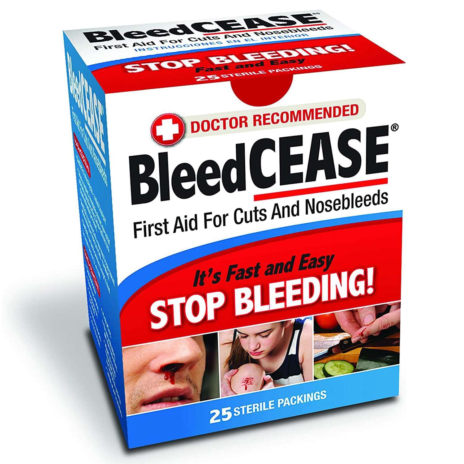 BleedCEASE First Aid for Cuts and Nosebleeds Treatment - Case of 25 - Image 1