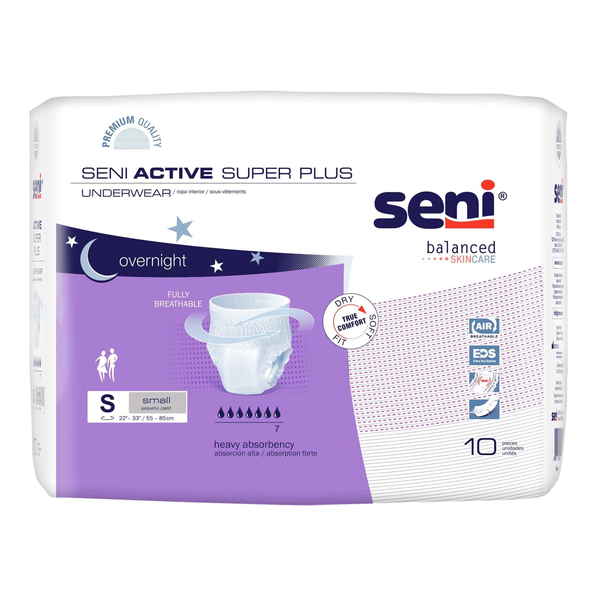 Seni Active Super Plus Pull On Adult Absorbent Underwear, Small - Package of 10 - Image 1