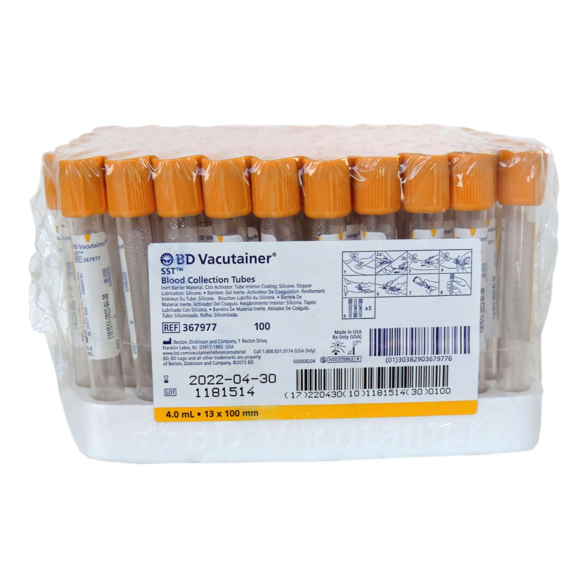 BD Vacutainer SST Venous Blood Collection Tube with Hemogard Closure, 4 ML - Case of 1000 - Image 1