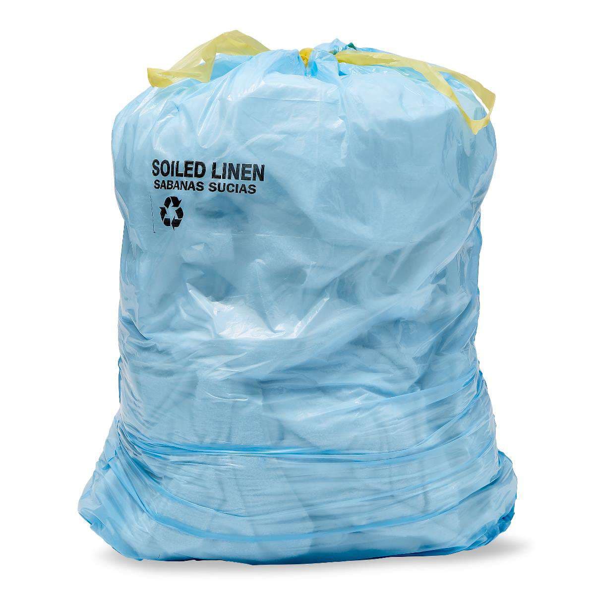 Medline Soiled Linen Liners with Drawtape Closure, Blue, 29" x 38", 0.79 Mil, Roll - Case of 150 - Image 1