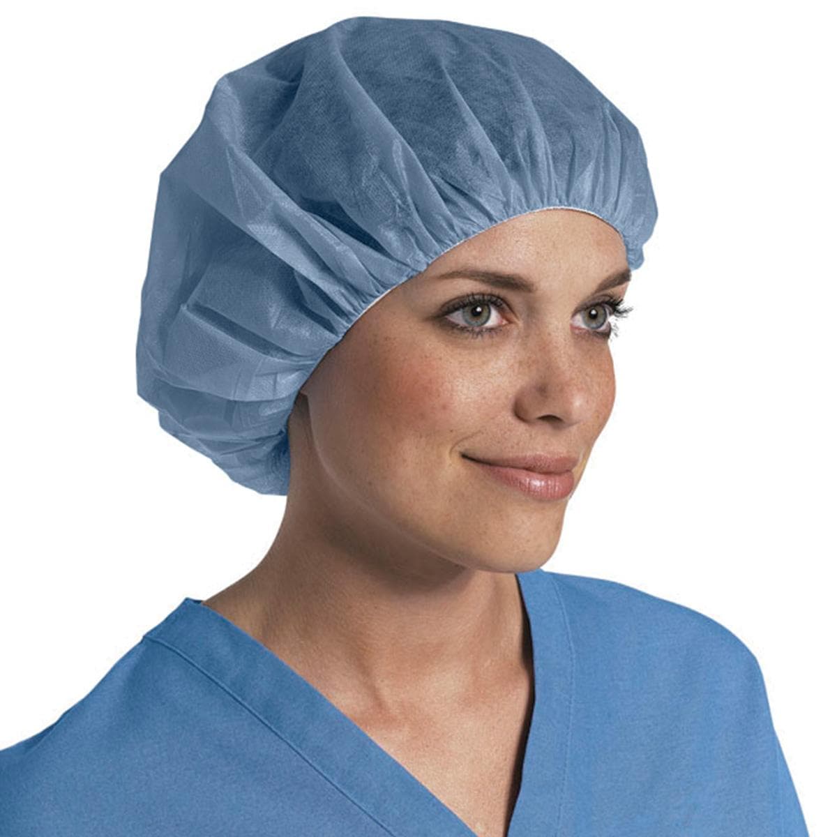 Medline Pro Series Lightweight Bouffant Caps, Blue, 24" - Box of 100 - Image 1