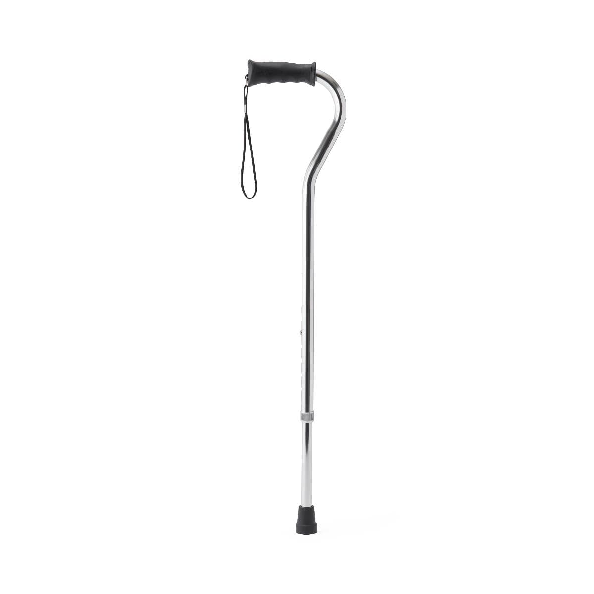 Medline Aluminum Offset Cane with Gel Grip, Chrome - Each - Image 1