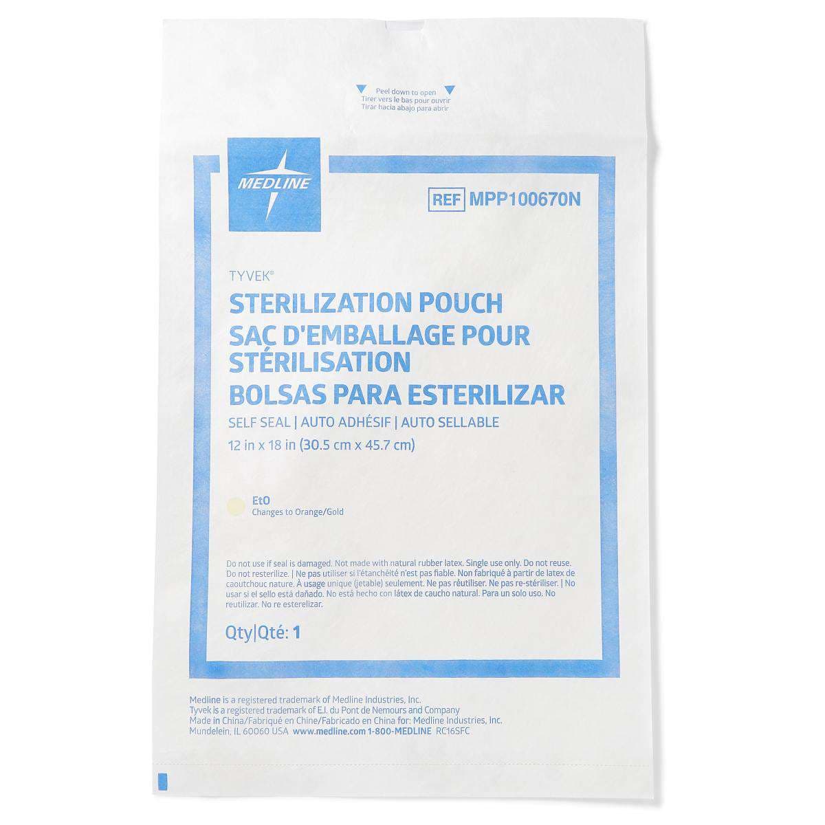 Self-seal Tyvek Sterilization Pouches For Low Temperatures, 12 x 18 Inch - Case of 1000 - Image 1