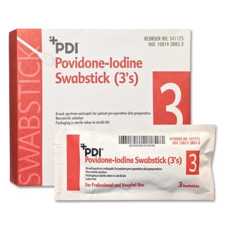 PDI Povidone-Iodine Impregnated Swabstick - Sachet of 3 - Image 1