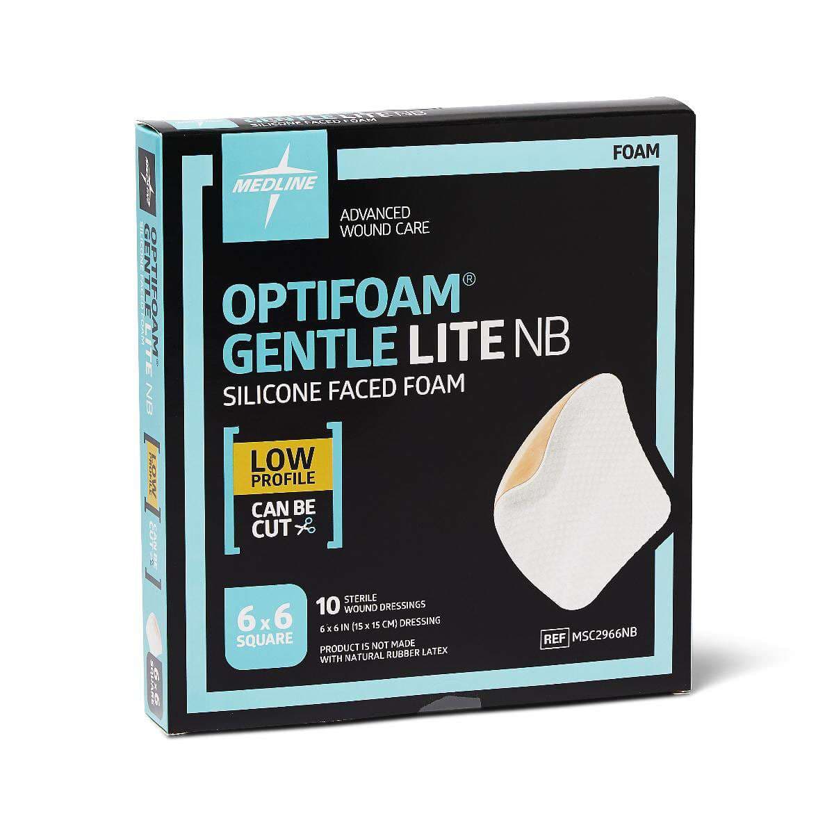 Optifoam Gentle Lite Silicone Faced Non-bordered Foam Dressing, Sterile, 6 x 6 Inch - Box of 10 - Image 1
