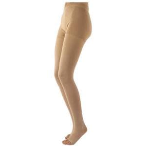 Sigvaris Natural Rubber Open Toe Unisex Compression Pantyhose, 30-40mmHg Beige, Medium Full Long - Pair - Image 1