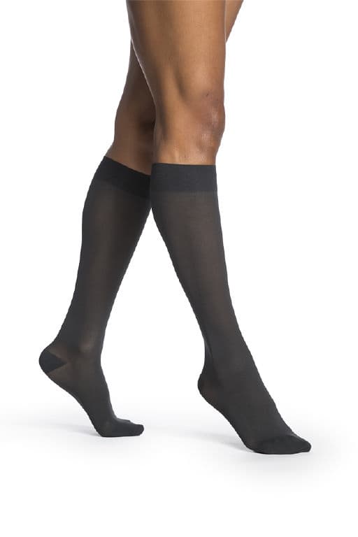 Sigvaris Womens Medium sheer Calf High Compression Socks, 20-30mmHgSmall-Short, Nightshade - Pair - Image 1