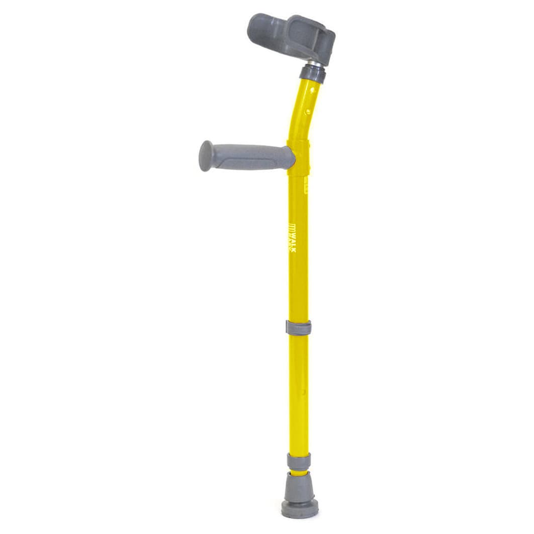 Walk Easy pediatric forearm crutches with half cuff (Pair) - Yellow - Image 1