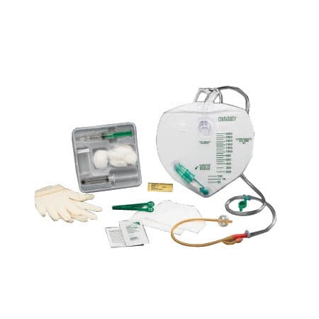 Lubricath Indwelling Catheter Tray with Anti-Reflux Drain Bag, 16 Fr - Each - Image 1