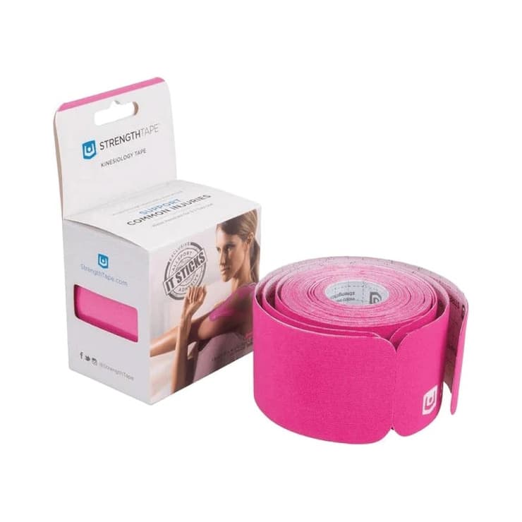 StrengthTape Kinesiology Tape, 5M Precut Roll, Pink - Image 1