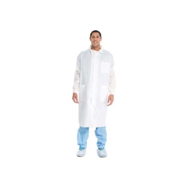 Halyard Inc Lab Coat, White, Large - Case of 25 - Image 1