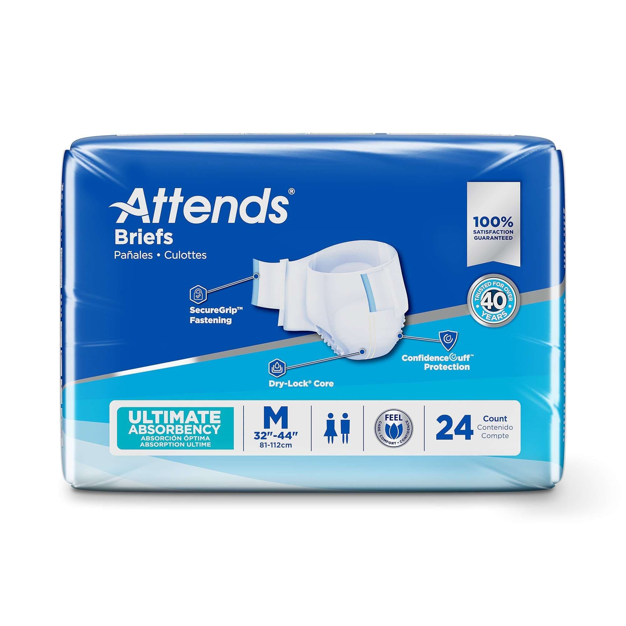 Attends Ultimate Absorbency Briefs, Medium - Package of 24 - Image 1