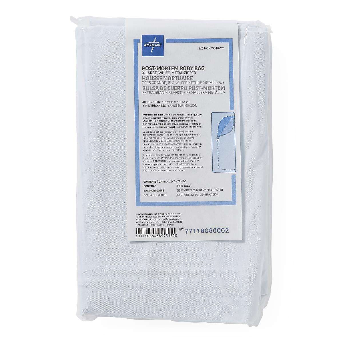 Medline PVC Adult Body Bag, 48 x 90 Inch - Image 1