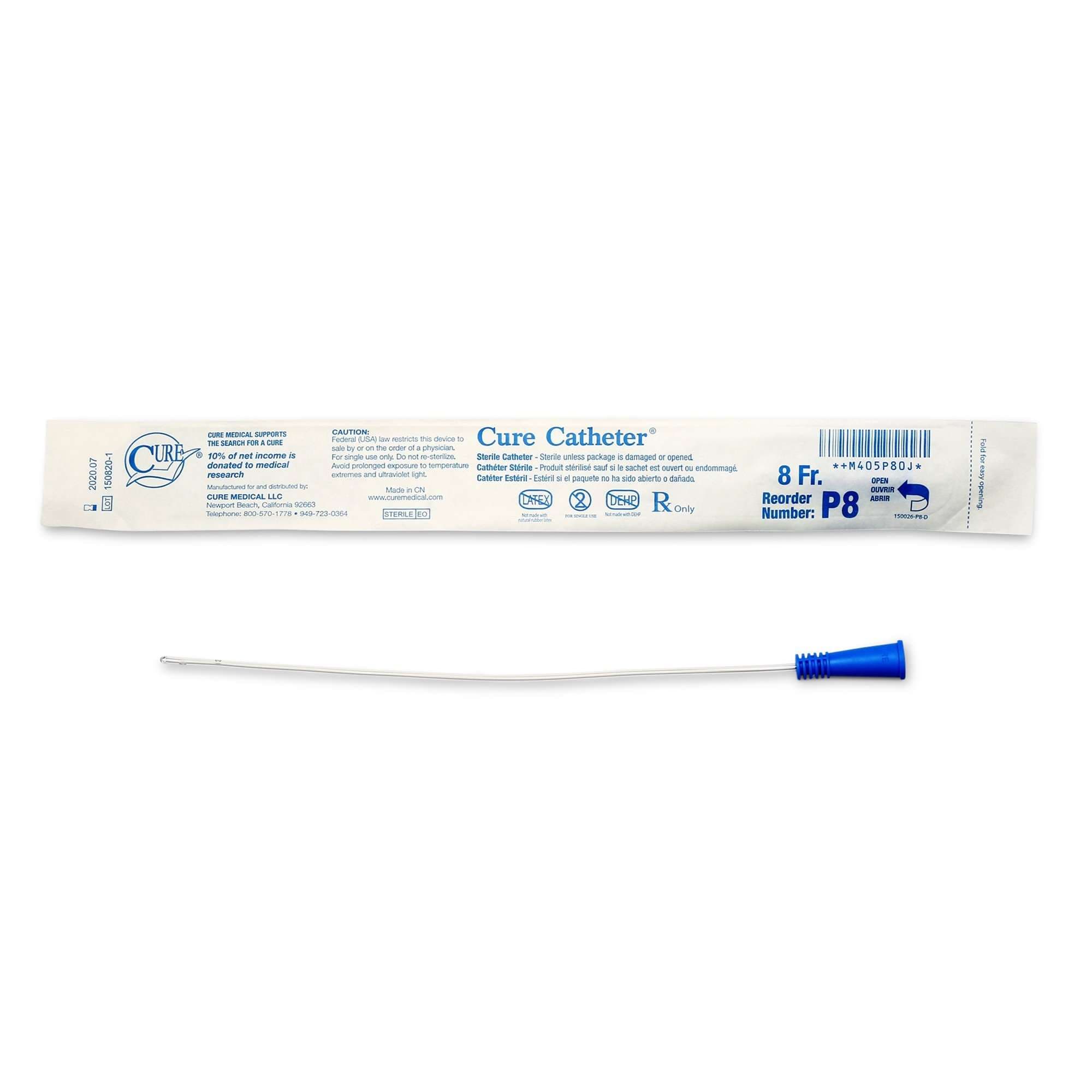 Cure Pediatric Intermittent Catheter, 8 Fr - Each - Image 1