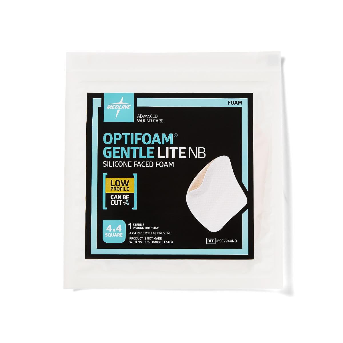 Optifoam Gentle Lite Silicone Faced Non-bordered Foam Dressing, Sterile, 4 x 4 Inch - Each - Image 1