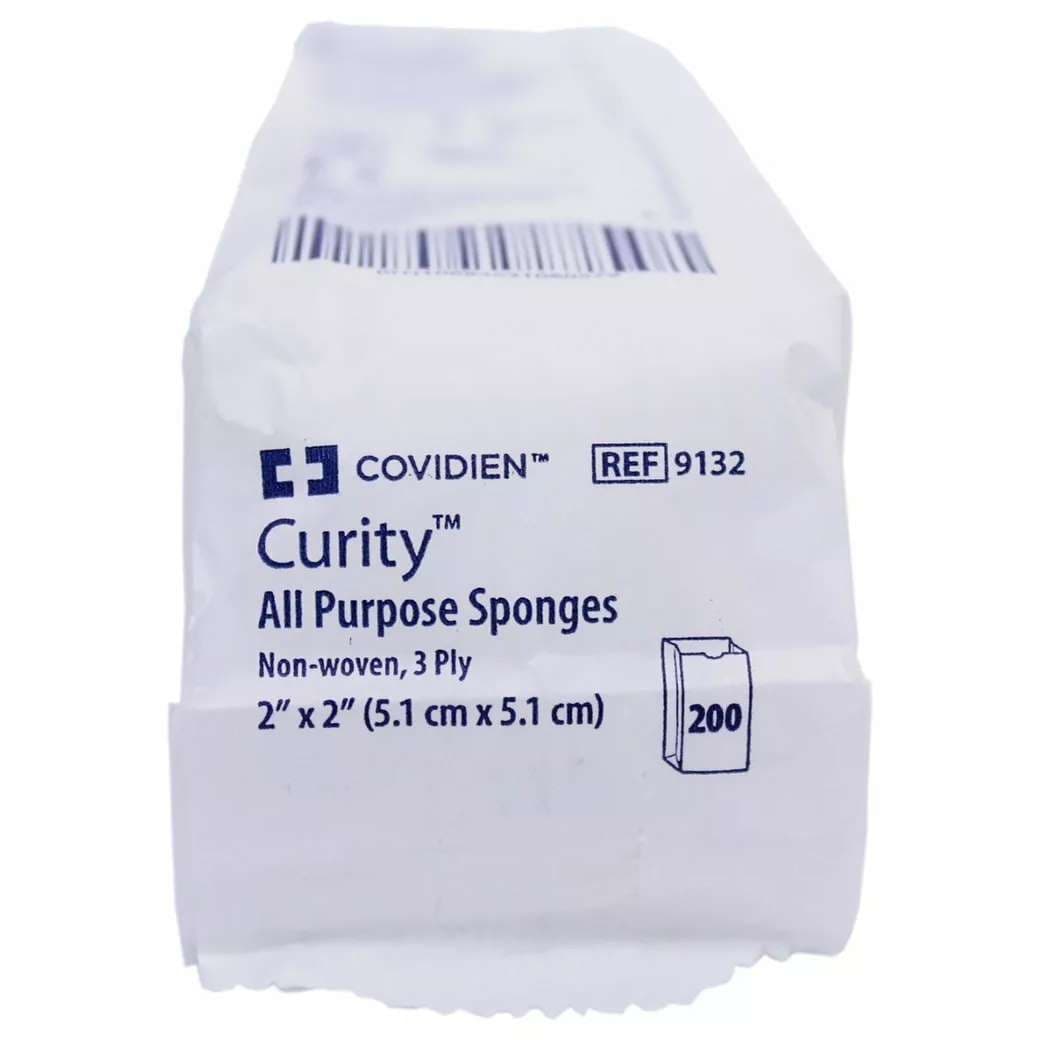 Curity All Purpose Non-woven Sponges, 3 Ply, 2 x 2 Inch - Bag of 200 - Image 1