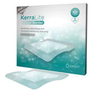 KerraLite Cool Adhesive Border Hydrogel Moisture Balancing Dressing, 3" x 3" - Box of 5 - Image 1