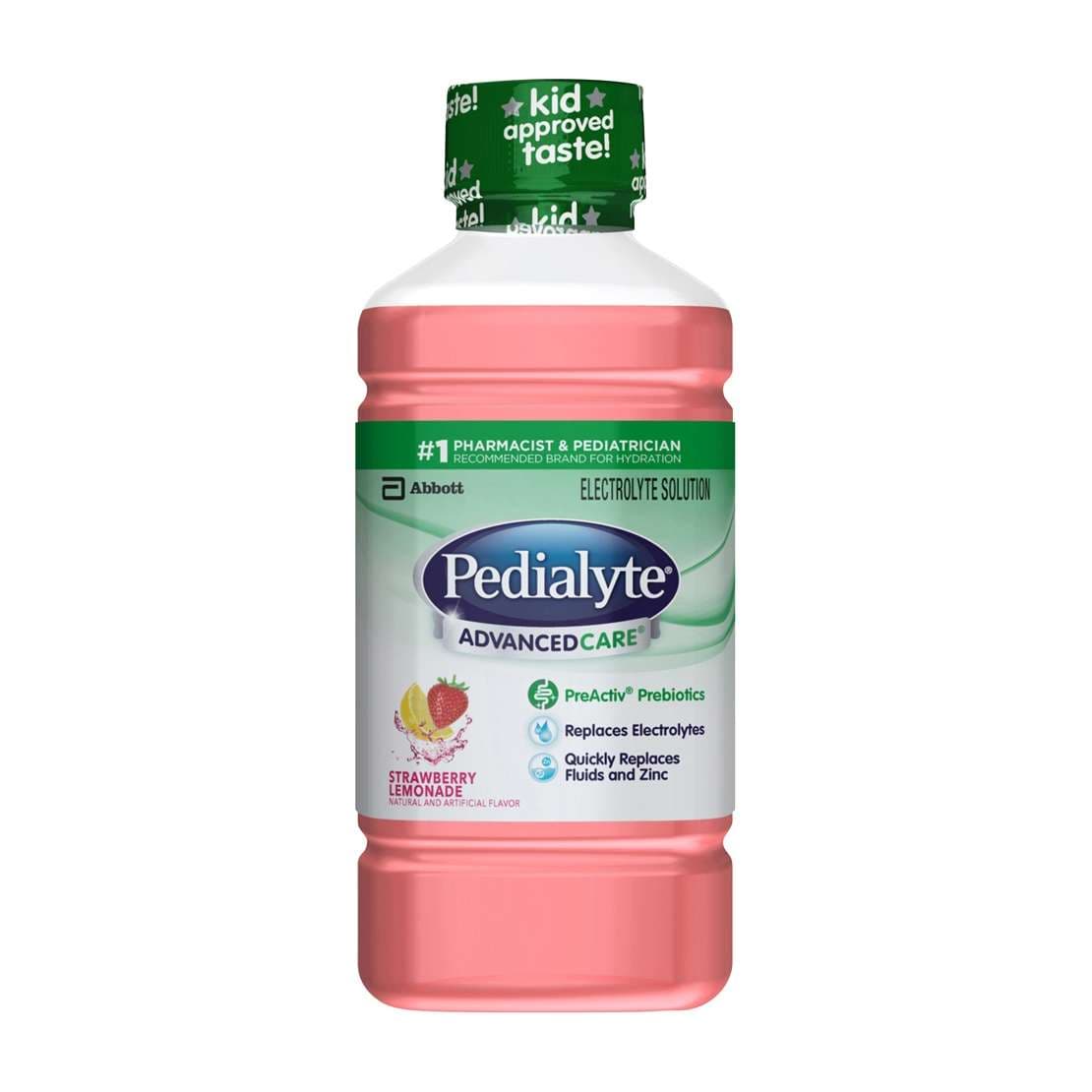 Pedialyte AdvancedCare Oral Electrolyte Solution, Strawberry, 33.8 oz - Case of 4 - Image 1