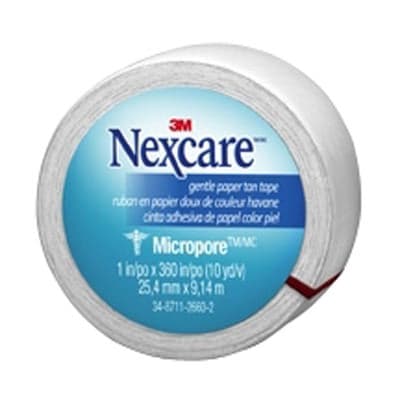3M Nexcare Transpore Gentle Paper Tape, 1 Inch x 10 Yard - Box of 12 - Image 1