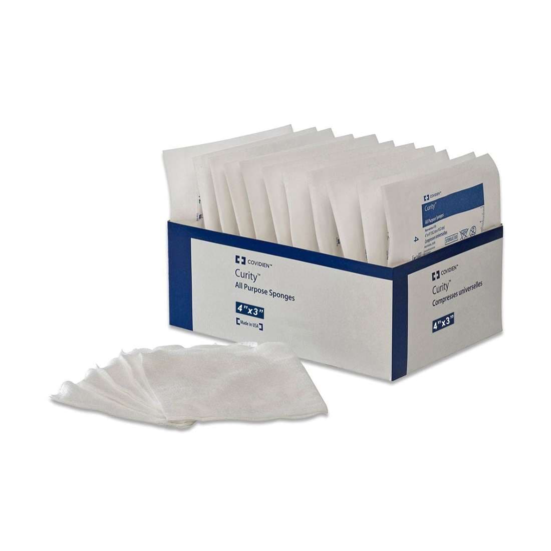 Curity All-Purpose Medical Sponges, Sterile, 4 Ply, 4 x 3 Inch - Box of 50 - Image 1
