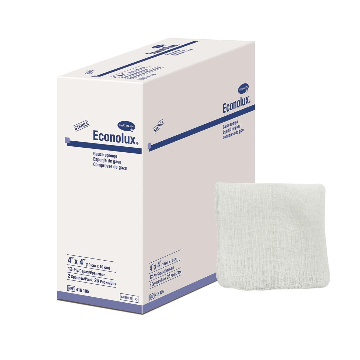 Econolux 12-Ply Gauze Sponge Sterile, 4 x 4 Inch - Case of 600 - Image 1