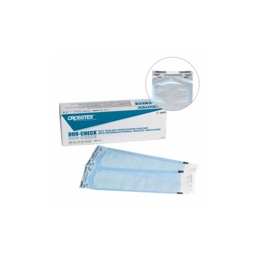 Crosstex Duo-check Sterilization Pouches, 4-1/4" x 11" - Case of 2000 - Image 1