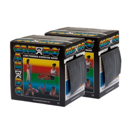 CanDo Twin-Pak Low Powder Exercise Band, Black, Extra Heavy - Image 1