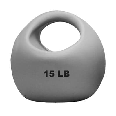 CanDo One Handle Medicine Ball, 15 Lbs, Silver - Image 1