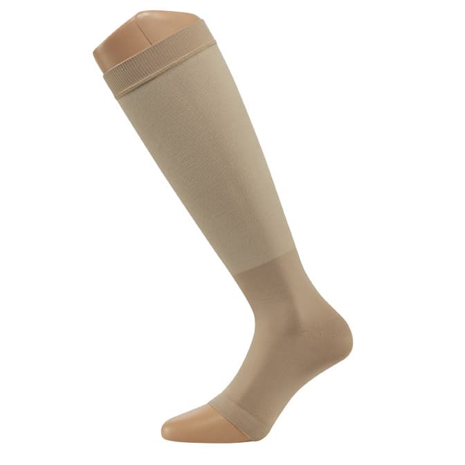Juzo Dual Stretch Knee High Compression Stockings 30-40mmHg, Open Toe, Regular, Beige, Large - Pair - Image 1