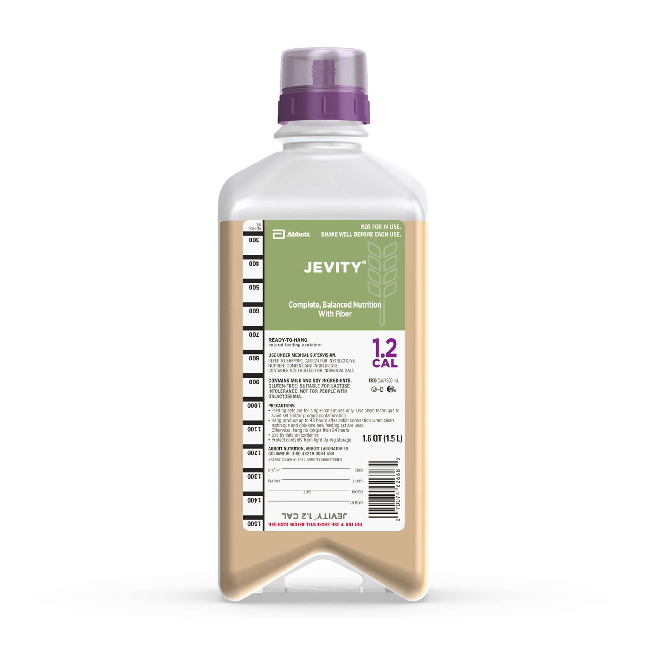 Jevity 1.2 Cal Tube Feeding Formula with Fiber, Unflavored, 1.5 Liter - Each - Image 1