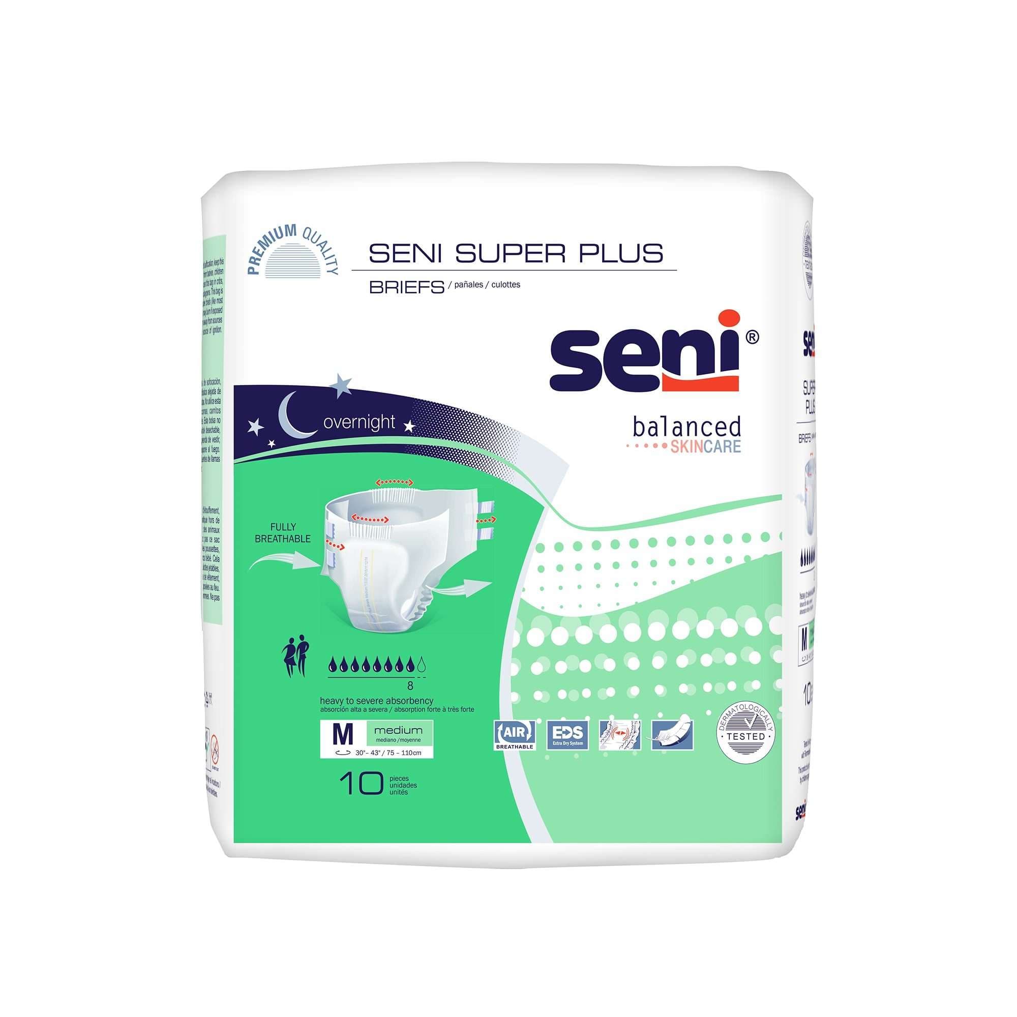 Seni Super Plus Briefs, Medium - Package of 10 - Image 1