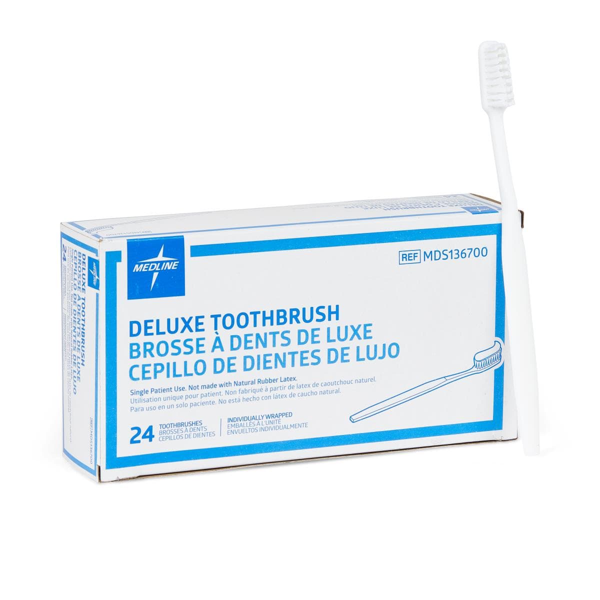 Medline Deluxe Adult Patient Toothbrush - Box of 24 - Image 1