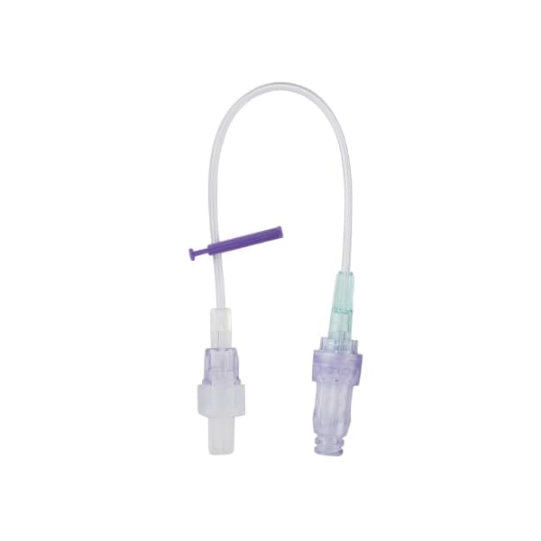 Caresite IV Extension Set Without Filter, Small Bore, Removable Slide Clamp, 0.5 ml, 8 Inch - Case of 100 - Image 1