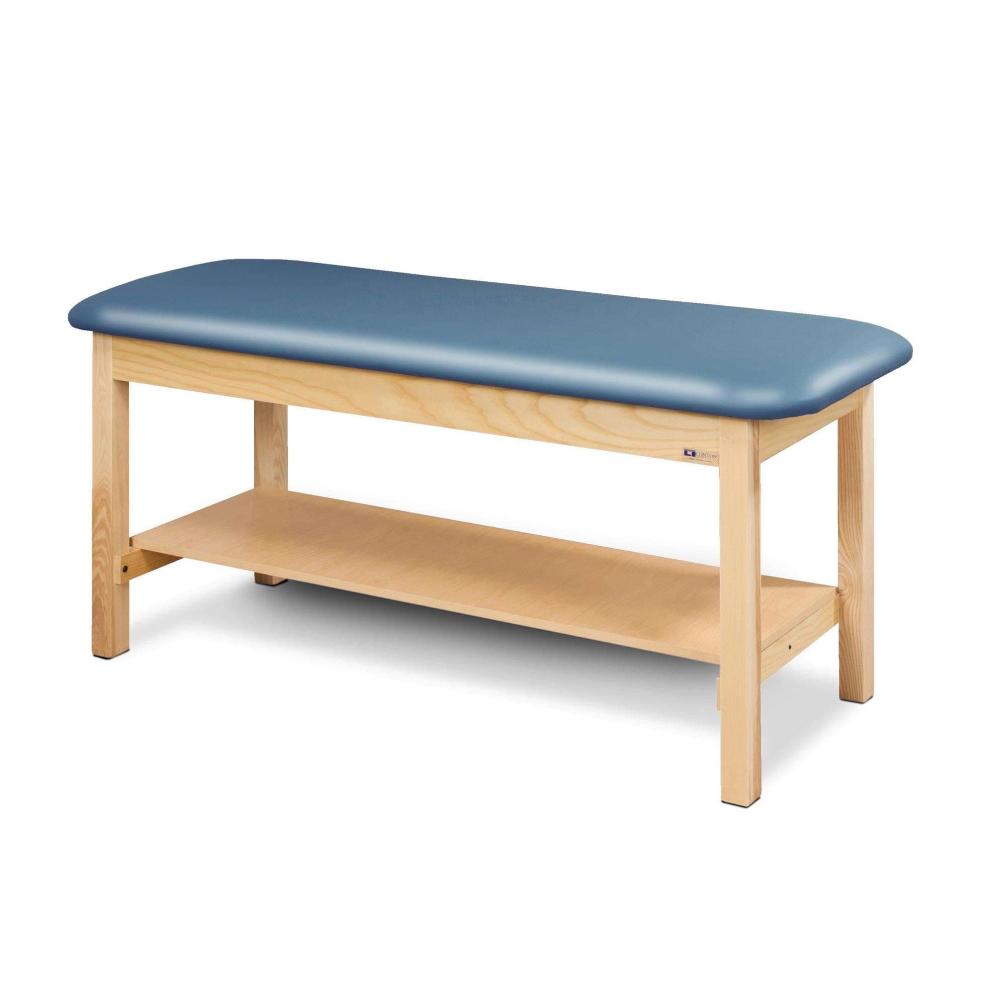 Clinton flat top classic series straight line treatment table with full shelf - Image 9