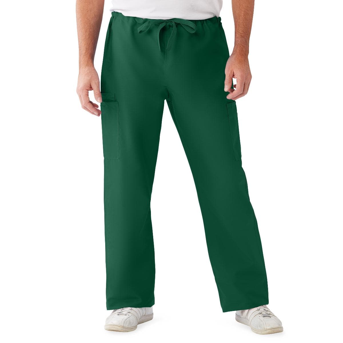 ComfortEase Unisex Nonreversible Drawstring Cargo Scrub Pants, XS Regular Inseam, Evergreen - Image 1