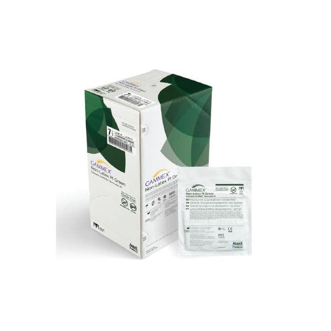 GAMMEX Non-Latex PI Green Surgical Glove Light Green Beaded Cuff Standard, Size 8.5 - Case of 200 - Image 1