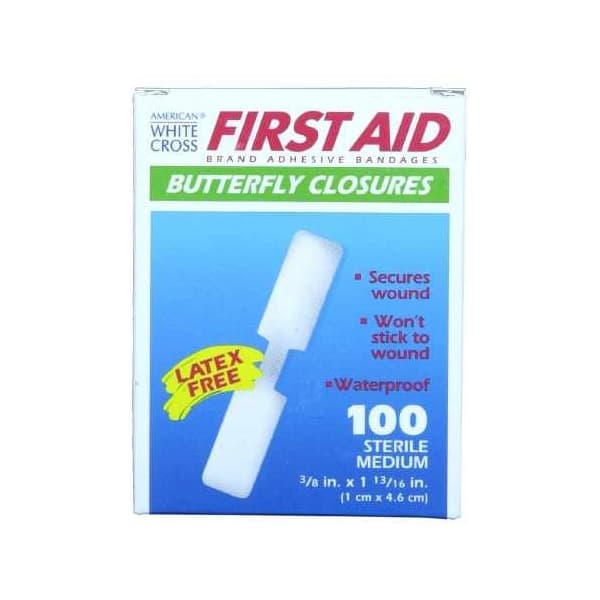 First Aid Brand Skin Closure Strip White Sterile, 3/8 x 1-13/16 Inch - Box of 100 - Image 1