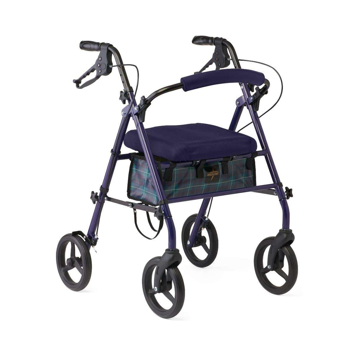 Medline Basic Steel Rollator with Microban, 8" Wheels, Navy - Case of 1 - Image 1