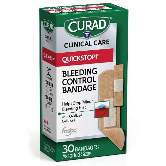 Curad Quickstop Bandages, Assorted Sizes - Box of 30 - Image 1