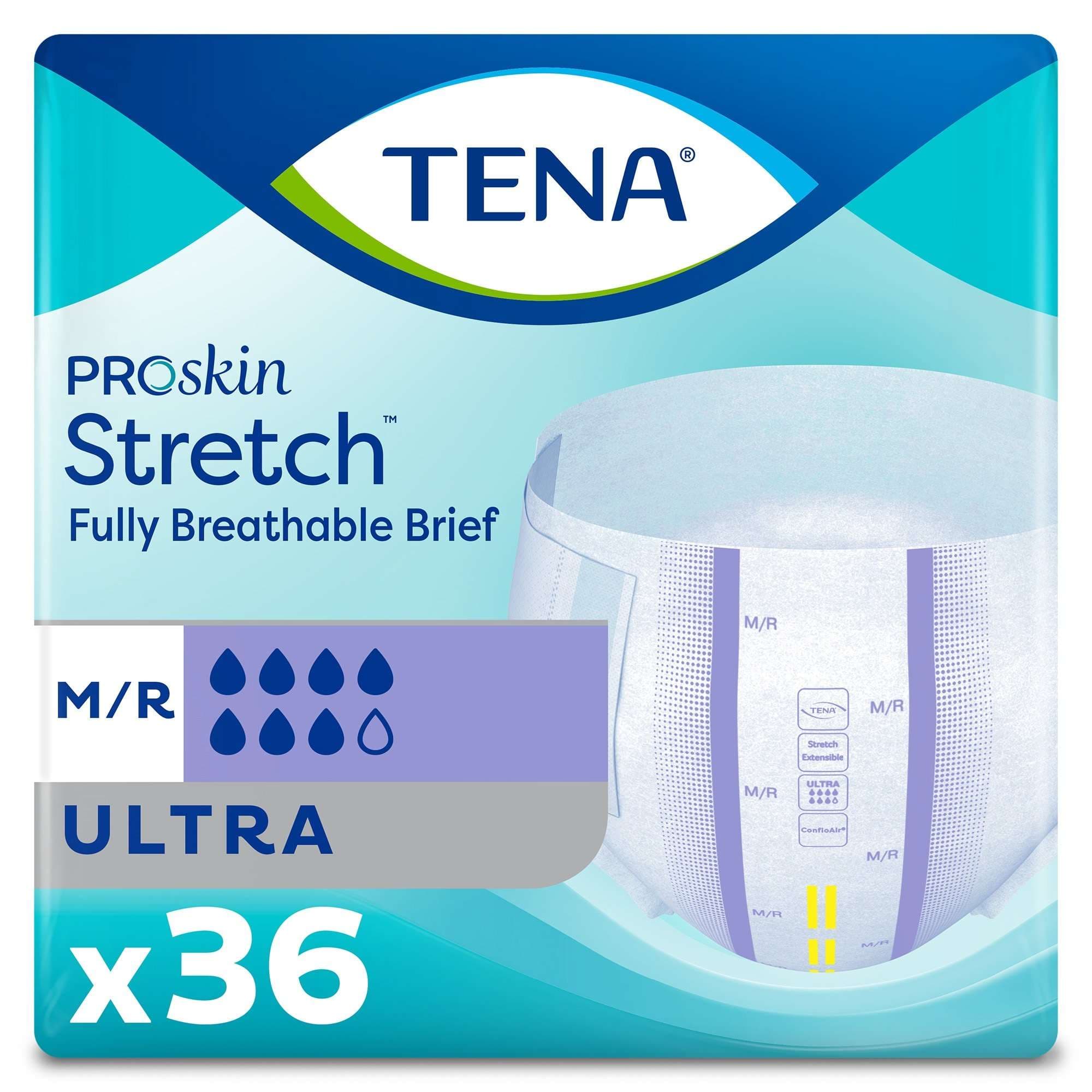 TENA ProSkin Stretch Ultra Briefs, Medium, Lavender - Bag of 36 - Image 1