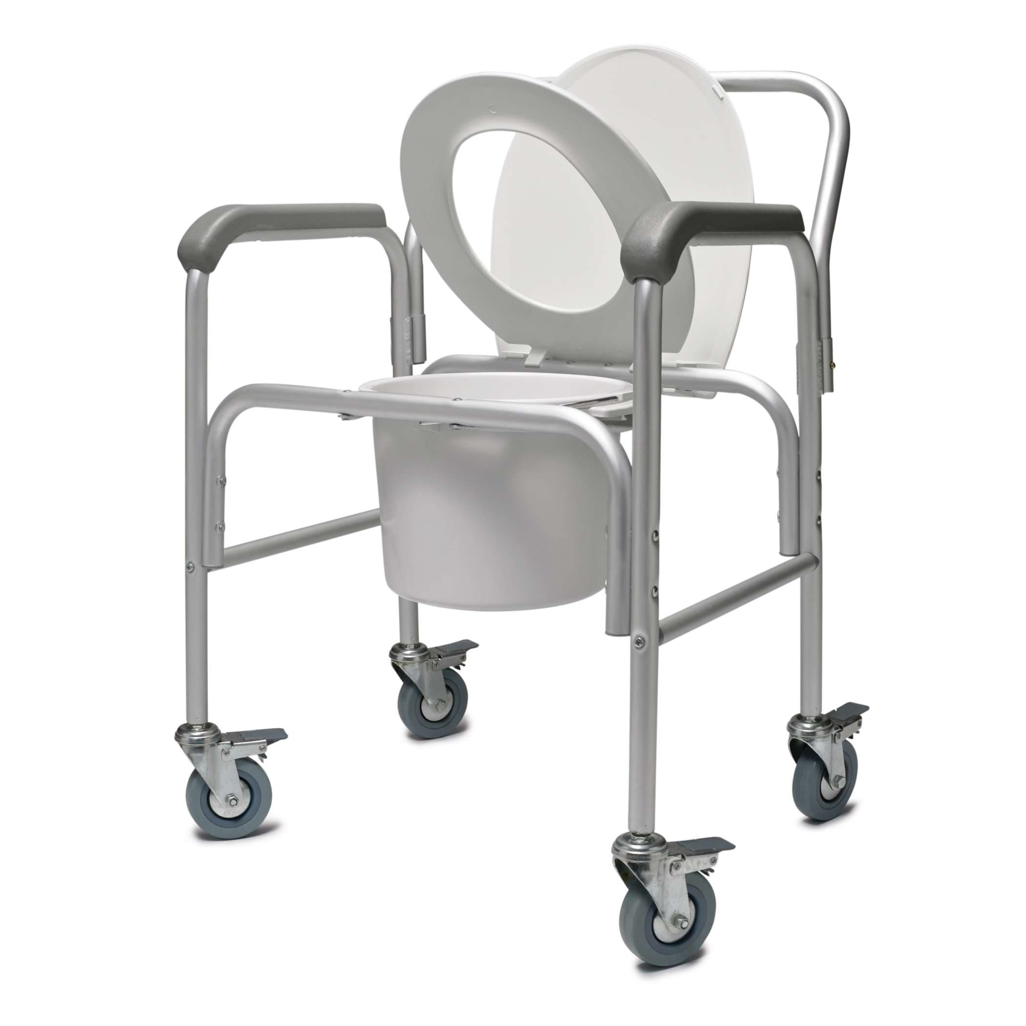 Lumex 3-In-1 Aluminum Commode with Back Bar and Casters - Case of 2 - Image 1