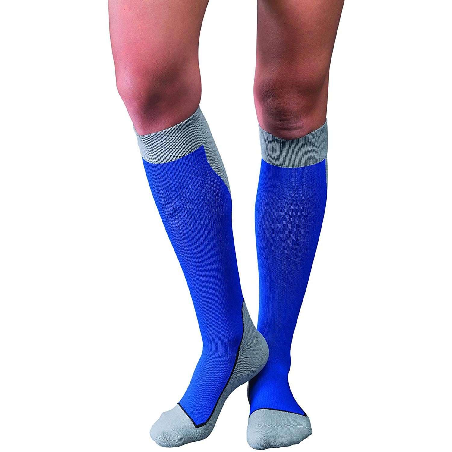 Jobst Sports Compression Socks, 20-30 mmHg, Medium, Royal Blue-Grey - Pair - Image 1