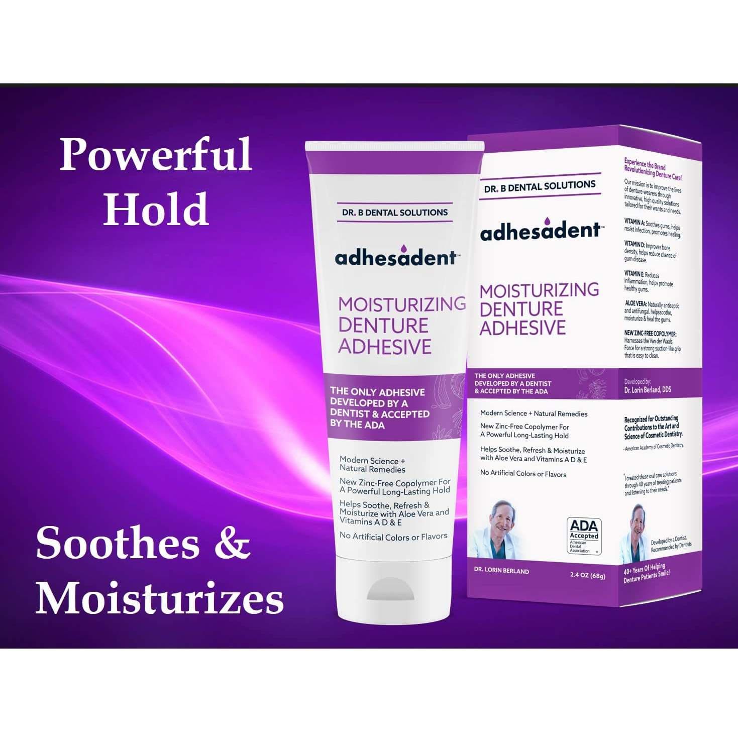 Dr. B Dental Solutions Adhesadent Denture Adhesive, 2.4 oz. Tube - Image 3