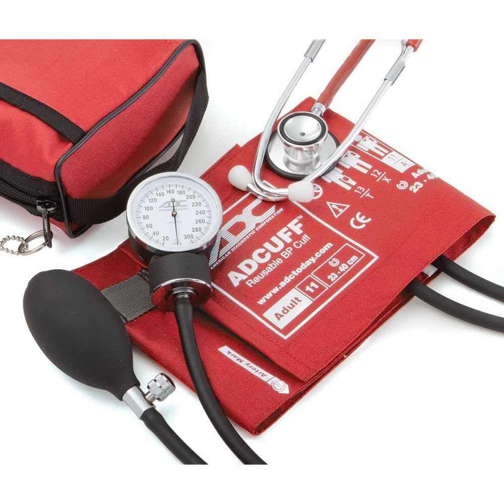 ADC Pro's Combo II DH Pocket Aneroid & Scope Kit, Adult Only, Red - Image 1