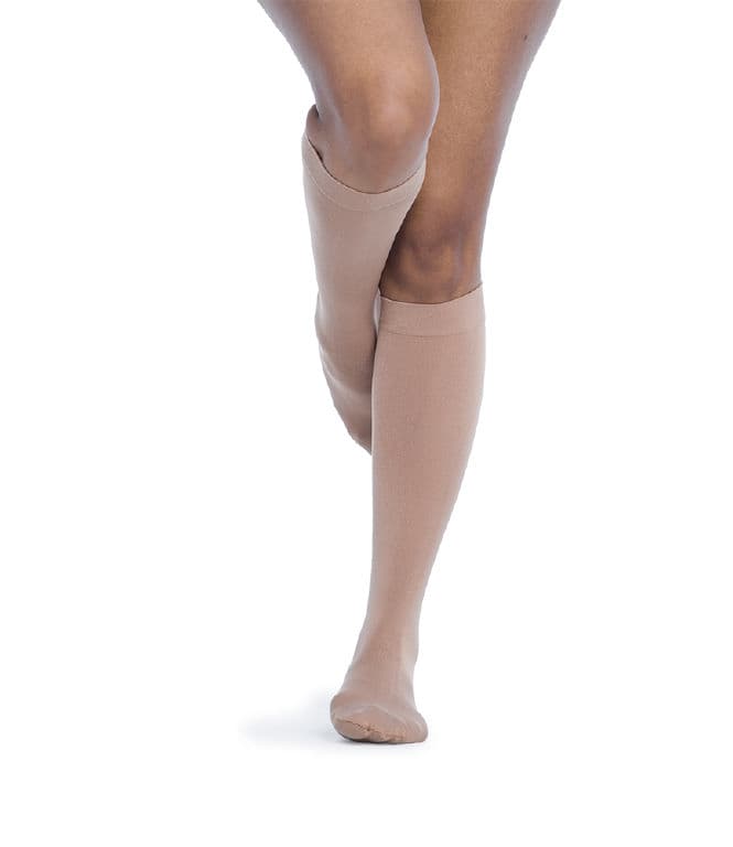 Sigvaris Women's Style Soft Opaque Calf-High Compression Socks, 20-30 mmHg, Closed Toe, Large-Short, Pecan - Pair - Image 1