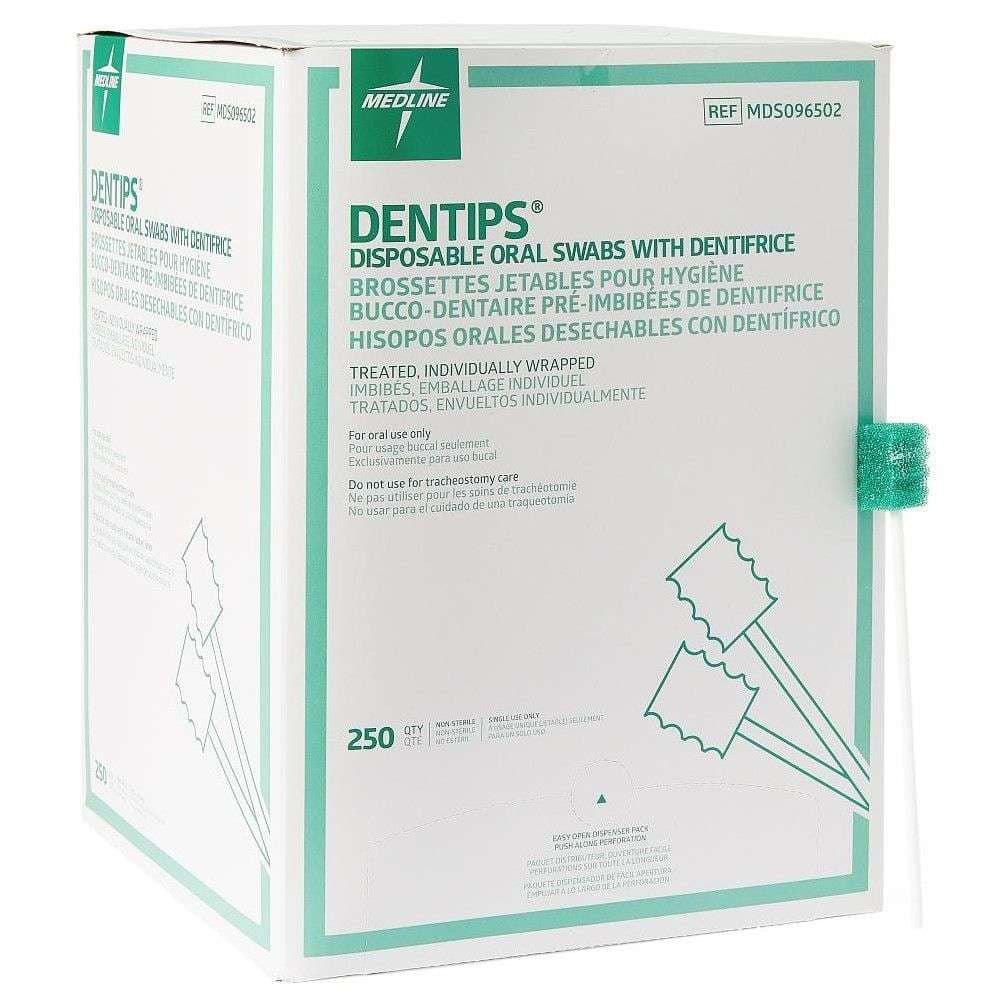 Medline Adult DenTips Oral Swab, Treated - Box of 250 - Image 1